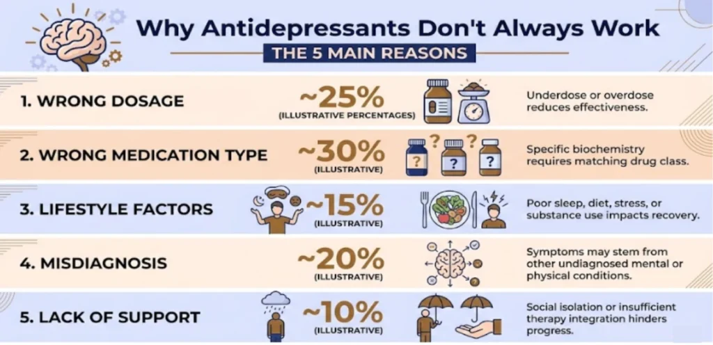 Top 5 Reasons that the Antidepressants don't work 