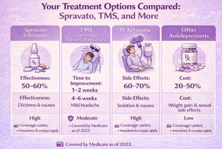 Treatment-Resistant Depression: Comparison between TMS and Spravato for depression