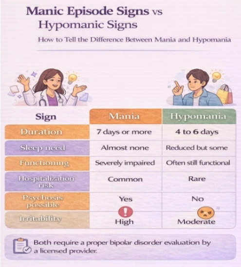 Manis Episode Signs vs Hypomanic Signs