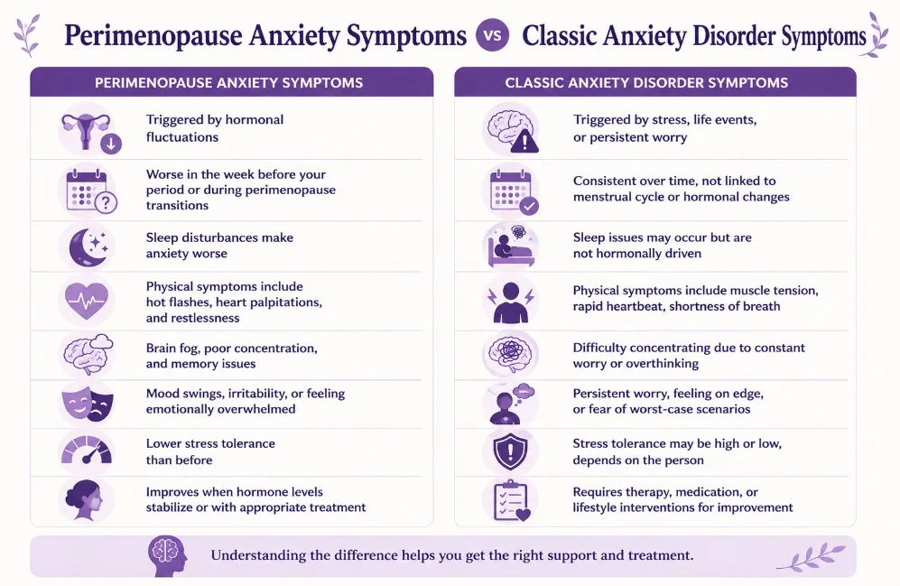 Perimenopause Anxiety Symptoms vs. Classic Anxiety Disorder Symptoms