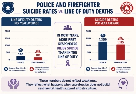 Police And Firefighter Suicide Rates vs Line of Duty Deaths