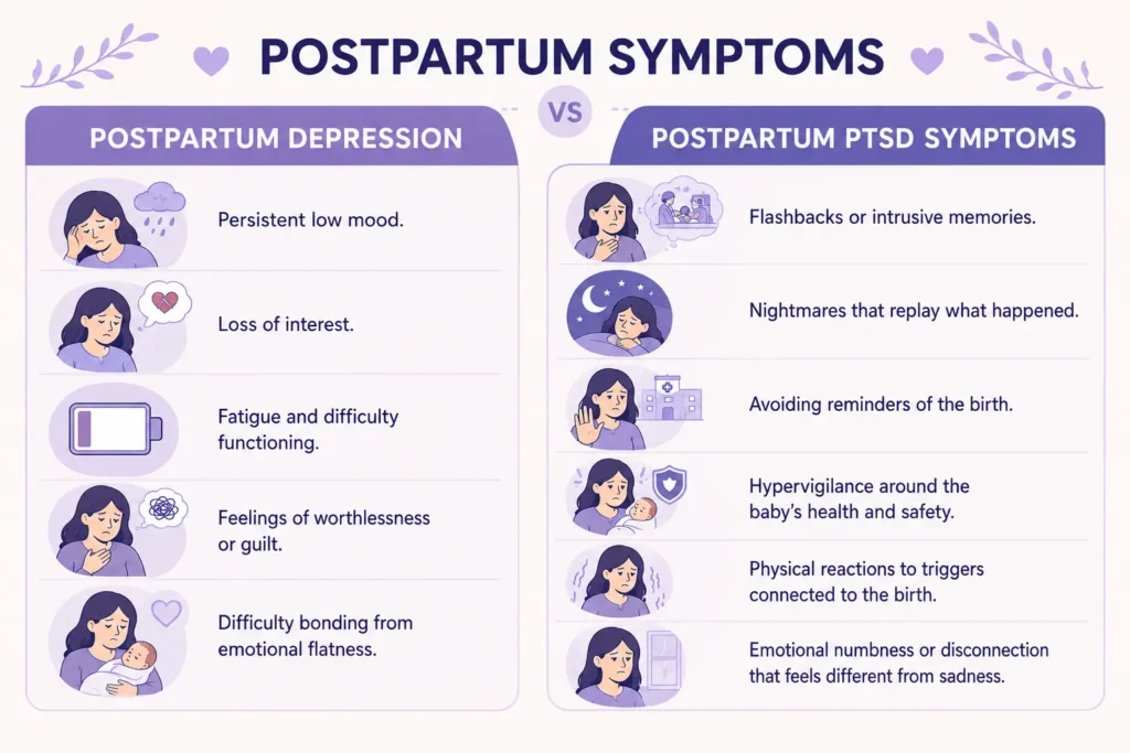 Postpartum symptoms comparison