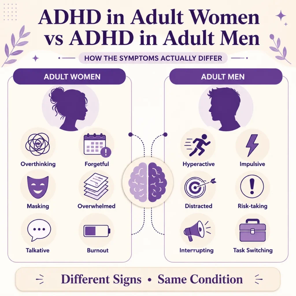 ADHD symptoms in women vs men